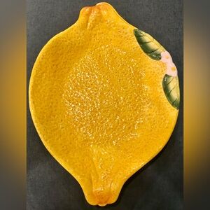 Large Ceramic Lemon Shaped Plater 16”Long, 11.5”wide